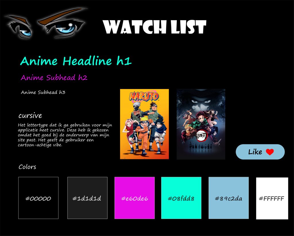 Anime list color pad